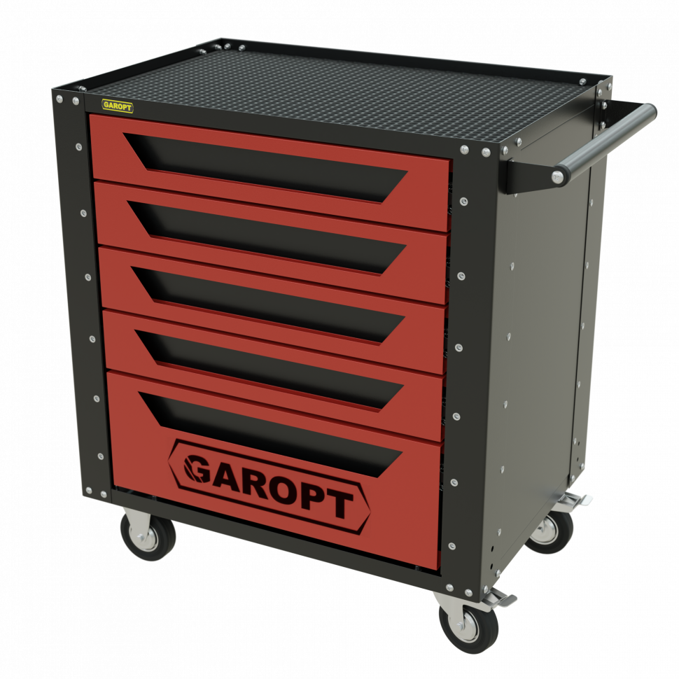 Тележка инструментальная Garopt серия Low-cost 5 ящиков красная