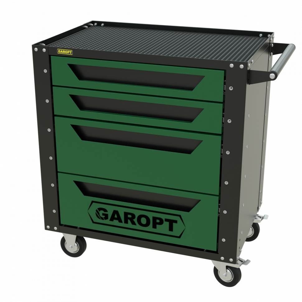 Тележка инструментальная Garopt серия Low-cost 4 ящика зеленая