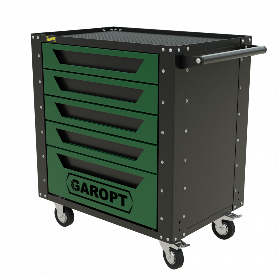 Тележка инструментальная Garopt серия Low-cost 5 ящиков зеленая